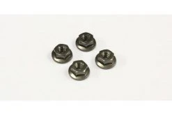 1-N4045FA-GM | Kyosho 4x4.5mm Gunmetal Aluminium Flanged Serrated Nuts 4Pcs